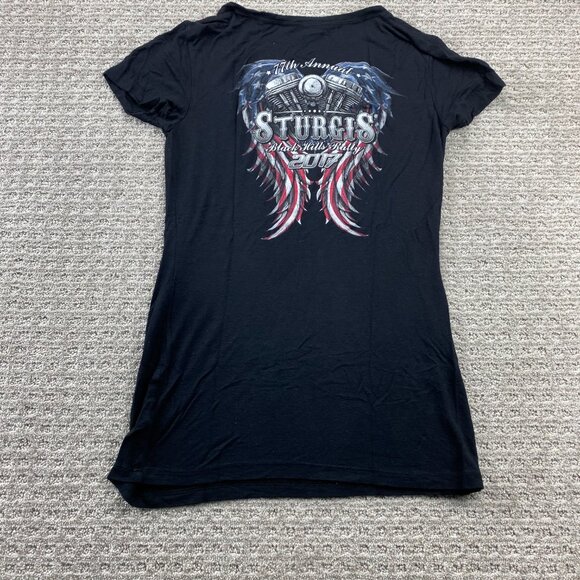 Sturgis Black Hills Rally Women Biker Shirt Medium M Black T-Shirt Lightweight - Picture 5 of 8